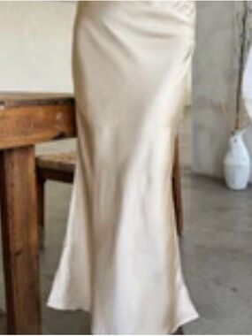 New! Satin Maxi Slip Skirt in Champagne Size Small
